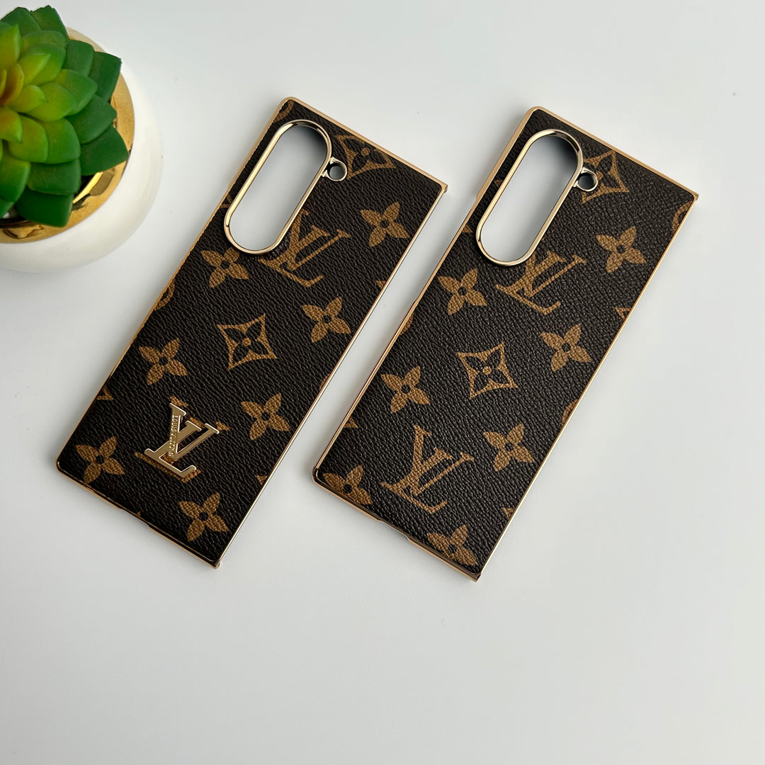 Samsung Galaxy Z Fold Luxury Gold Plated Leather Case