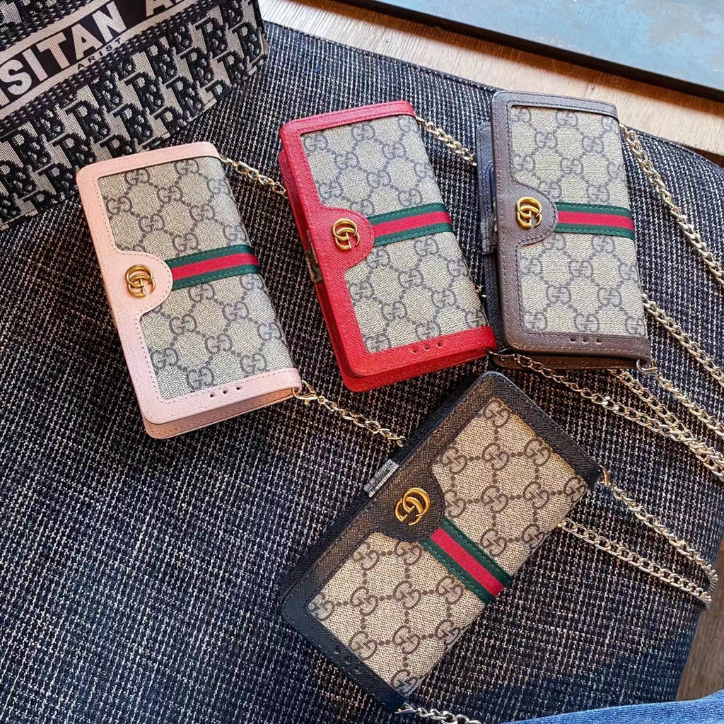 Luxury GG Chain Wallet Case for Samsung Galaxy S22-S26 Series