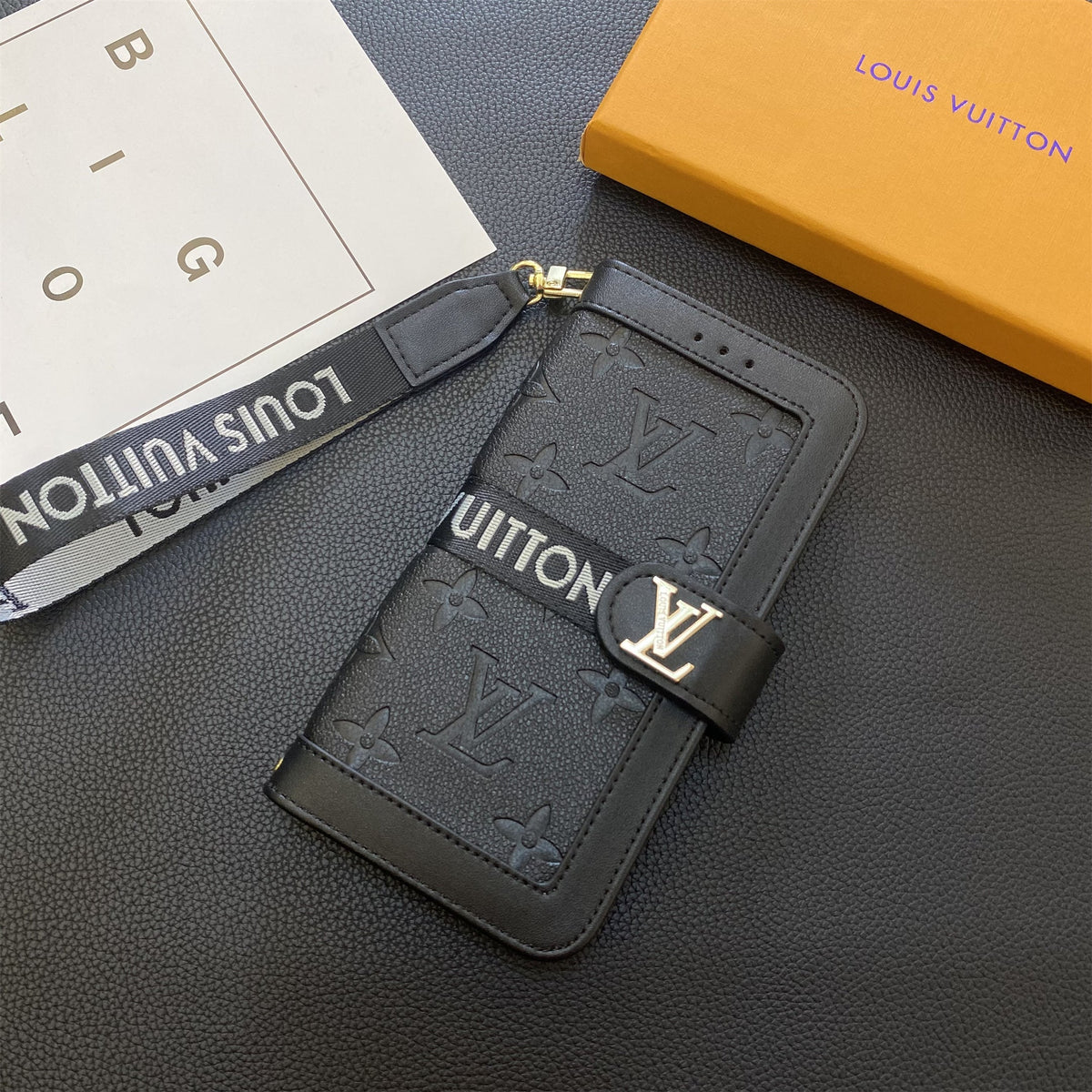 Premium Leather Monogram Wallet Card Holder Case for Samsung Galaxy S22-S26 Series
