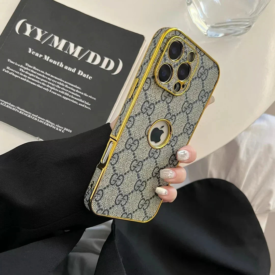 GG Clear Gold Monogram Case for iPhone 13-18 Pro & Pro Max