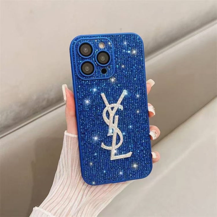 Luxury YSL Phone Case with Elegant Card Holder for iPhone 12-18 Pro & Pro Max
