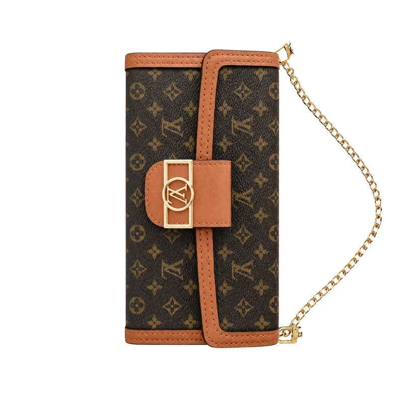 Luxury LV Phone Case with Flip Walle for iPhone 12-18 Pro & Pro Max
