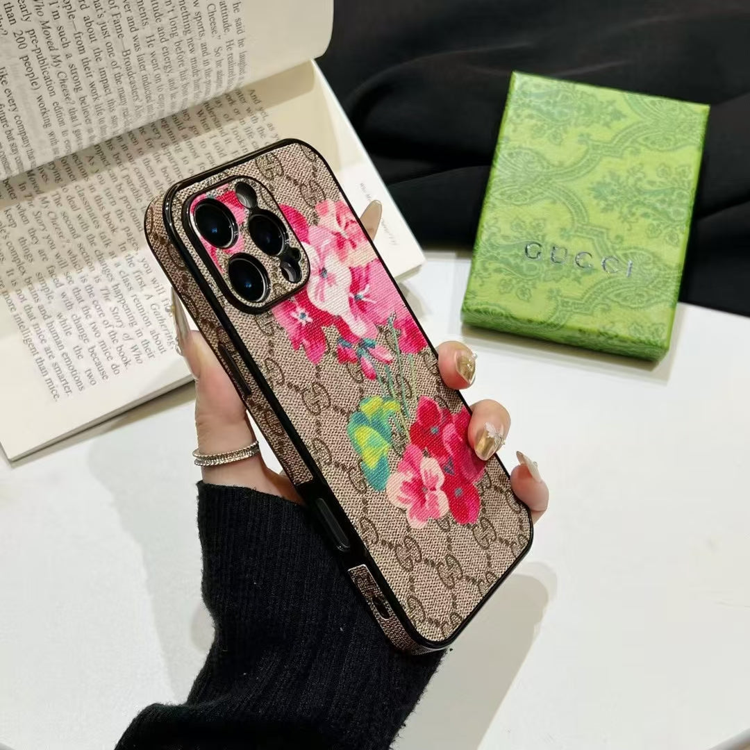 GG Floral Print Monogram Case for iPhone 13-18 Pro & Pro Max