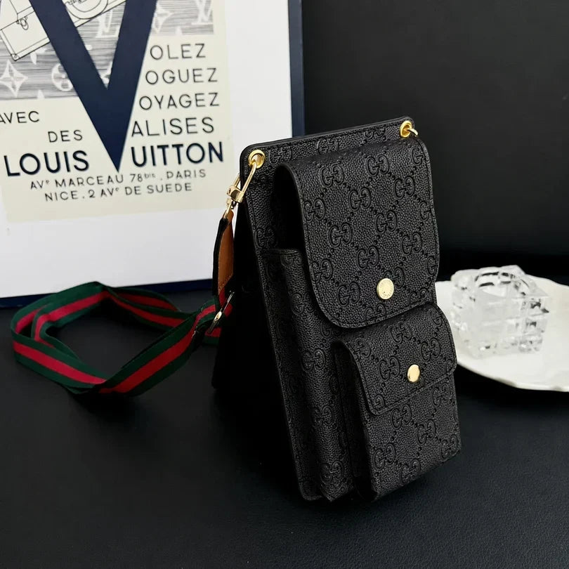 Luxury Gucci Monogram Multi-Pocket Crossbody Phone Bag