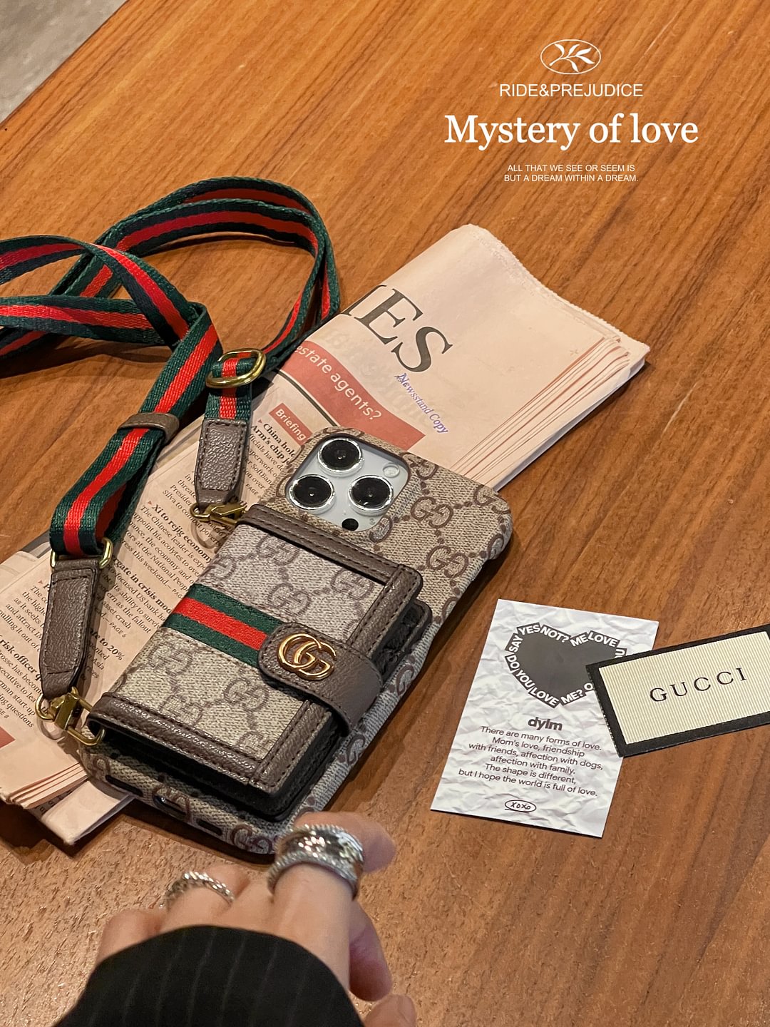 GG Ophidia Leather Wallet Crossbody for iPhone 12-18 Pro & Pro Max
