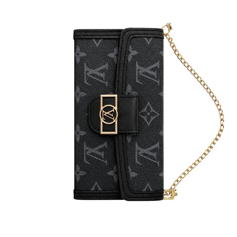 Luxury LV Phone Case with Flip Walle for iPhone 12-18 Pro & Pro Max