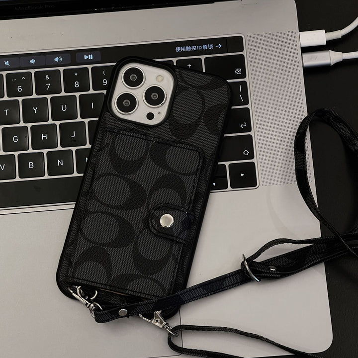 Coach Card Bag Leather Chain Case For iPhone 12 - 18 Series