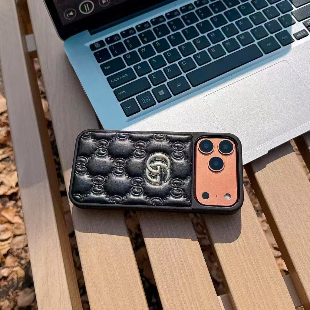 Luxury Stamped Leather iPhone Case for 13-18