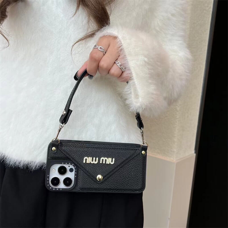 Leather wrist strap Miu Miu Apple iPhone drop protection cases