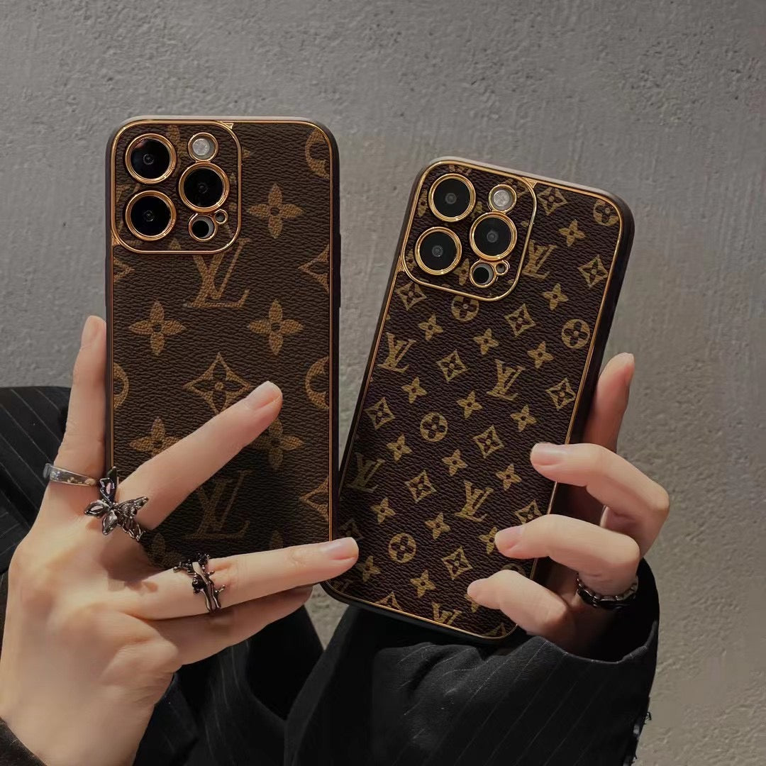 Luxury Brown Monogram Phone Case for iPhone 12-18 Pro & Pro Max
