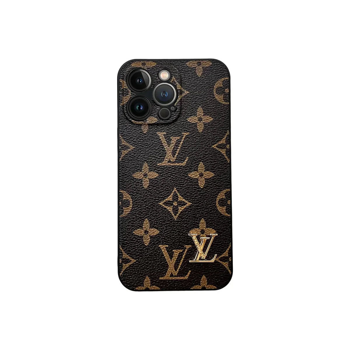 Monogram Leather Case with Camera Protection for iPhone 12-18 Pro & Pro Max