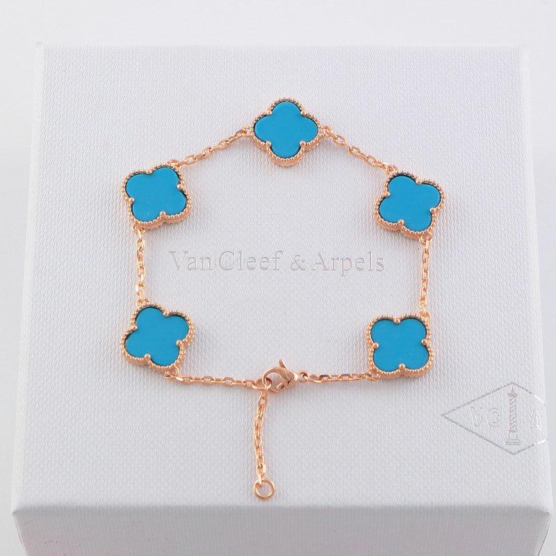VAB17 five flowers gold plated Bracelet jewelry about 19.5CM