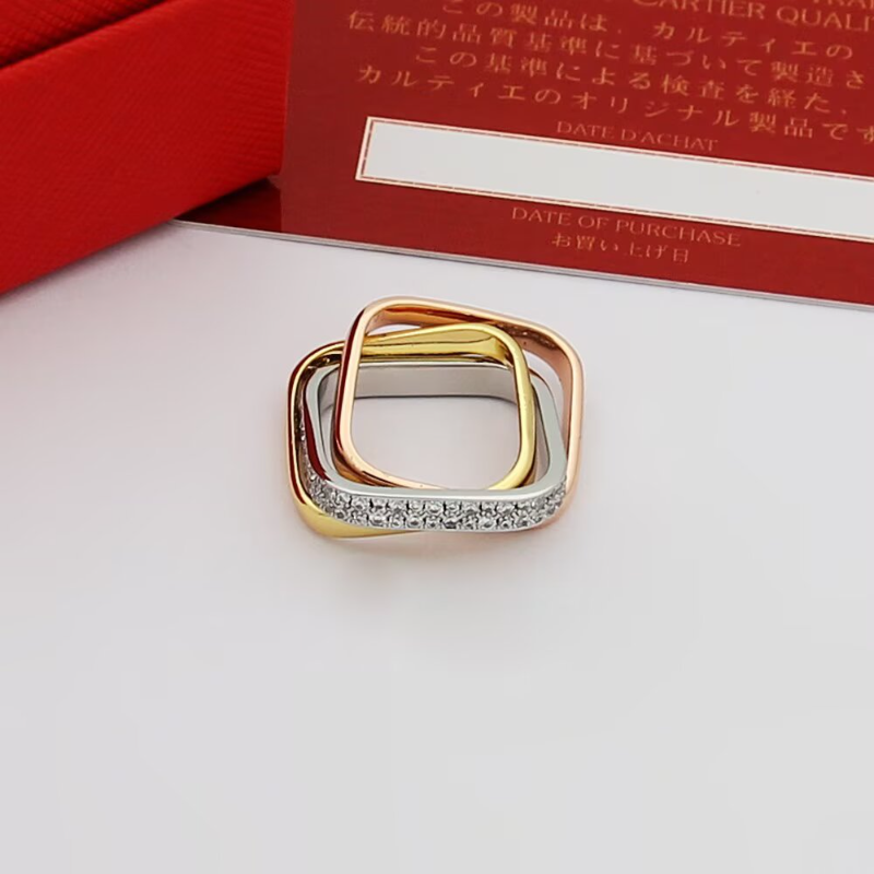 CAR60 Cater Classic Three Color Three Circle Ring 18K gold plated ring for lover gift jewelry