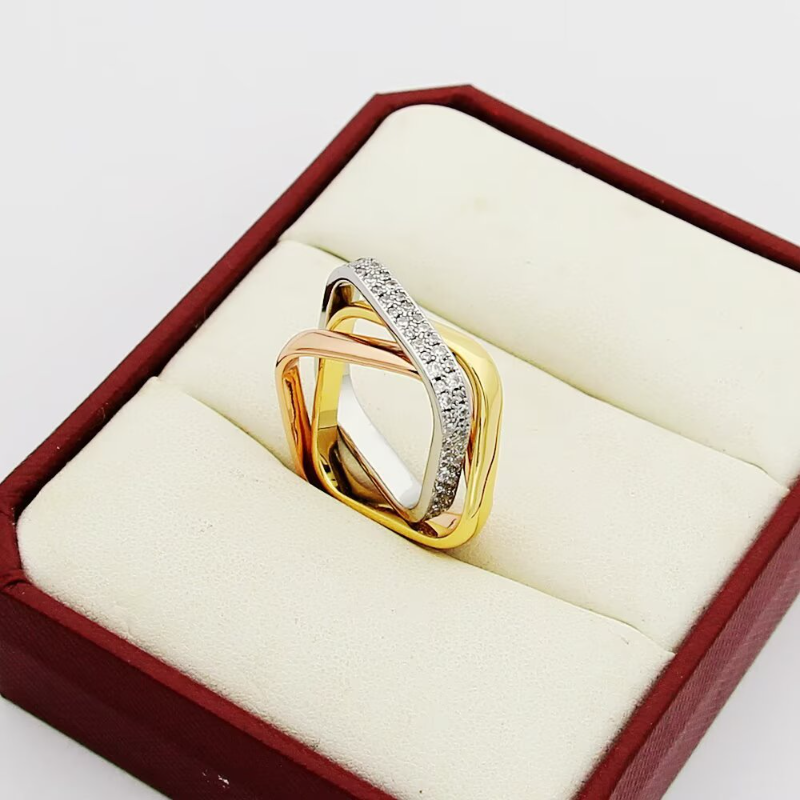 CAR60 Cater Classic Three Color Three Circle Ring 18K gold plated ring for lover gift jewelry
