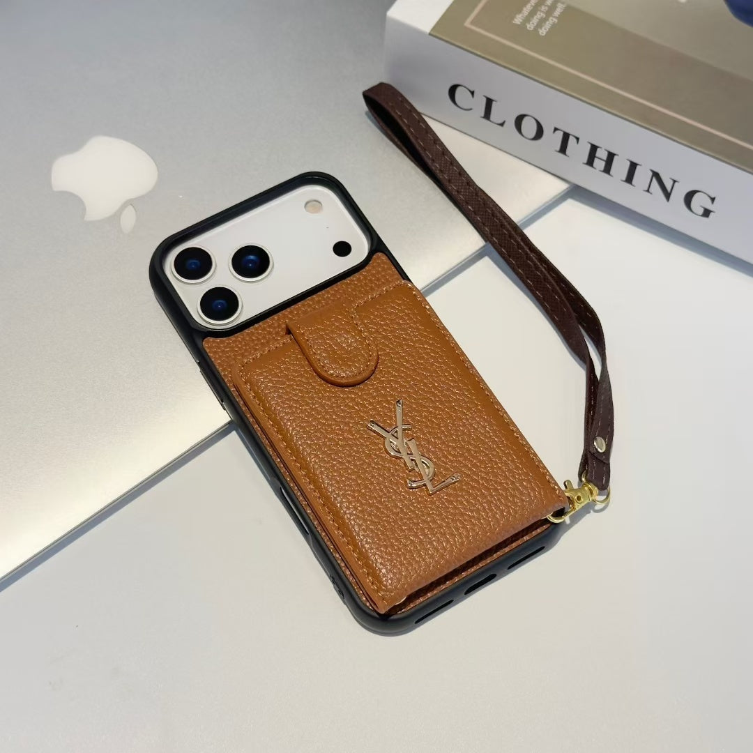 Premium YSL Case Card Holder For iPhone 12-18 Pro & Pro Max